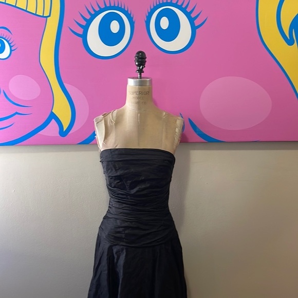 Ralph Lauren Black Strapless Silk Dress - Picture 1 of 14